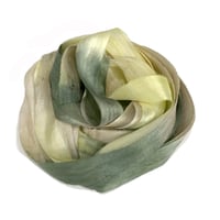 Image 2 of  5YRD.   LEMON GRASS  Hand Dyed Recycled Sari Silk Ribbon by Color Kissed Silk & Lazy ...