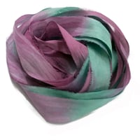 Image 2 of  5YRD.   PARADISE  Hand Dyed Recycled Sari Silk Ribbon by Color Kissed Silk ...