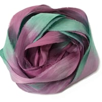 Image 1 of  5YRD.   PARADISE  Hand Dyed Recycled Sari Silk Ribbon by Color Kissed Silk ...