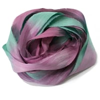 Image 5 of  5YRD.   PARADISE  Hand Dyed Recycled Sari Silk Ribbon by Color Kissed Silk ...