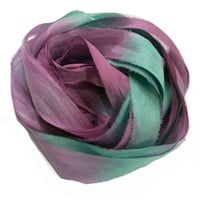 Image 6 of  5YRD.   PARADISE  Hand Dyed Recycled Sari Silk Ribbon by Color Kissed Silk ...