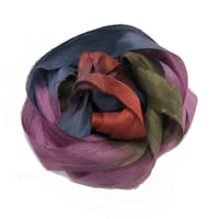 Image 3 of   5YRD.  WOOD GLOW  Hand Dyed Recycled Sari Silk Ribbon by Color Kissed Silk ...