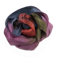 Image 6 of   5YRD.  WOOD GLOW  Hand Dyed Recycled Sari Silk Ribbon by Color Kissed Silk ...