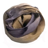 Image 4 of 5YRD.  HICKORY   Hand Dyed Recycled Sari Silk Ribbon by Color Kissed Silk ...