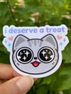 I deserve a treat Cat Vinyl Sticker