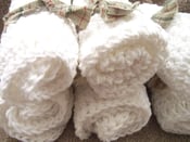 Image of 3 pure white 100% cotton crocheted dishcloths