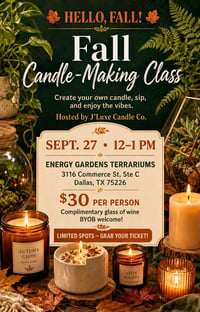 Fall Candle Making Class- 9/27/26 