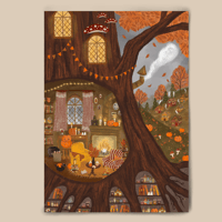 Carte arbre maison cosy