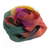 Image 2 of 5YRD.  TURNING LEAVES  Hand Dyed Recycled Sari Silk Ribbon by Color Kissed Silk ...