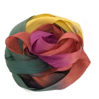 Image 1 of 5YRD.  TURNING LEAVES  Hand Dyed Recycled Sari Silk Ribbon by Color Kissed Silk ...