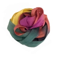 Image 7 of 5YRD.  TURNING LEAVES  Hand Dyed Recycled Sari Silk Ribbon by Color Kissed Silk ...