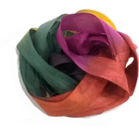 Image 5 of 5YRD.  TURNING LEAVES  Hand Dyed Recycled Sari Silk Ribbon by Color Kissed Silk ...