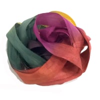 Image 6 of 5YRD.  TURNING LEAVES  Hand Dyed Recycled Sari Silk Ribbon by Color Kissed Silk ...