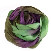 Image 2 of 5YRD.  SWEET PEA   Hand Dyed Recycled Sari Silk Ribbon by Color Kissed Silk...