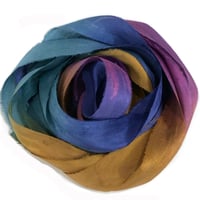 Image 3 of 5YRD. HUMMING BIRD   Hand Dyed Recycled Sari Silk Ribbon by Color Kissed Silk...