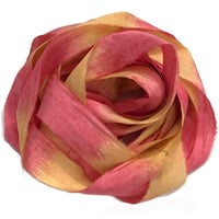 Image 1 of 5YD  FLAMINGO  Hand Dyed Recycled Sari Silk Ribbon by Color Kissed Silk...