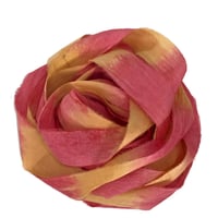 Image 5 of 5YD  FLAMINGO  Hand Dyed Recycled Sari Silk Ribbon by Color Kissed Silk...