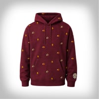 Image 1 of Fully Embroidered Retro Skins Hoodie - Burgundy