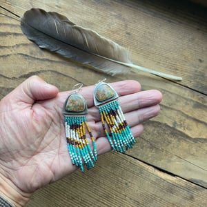 Image of Turquoise Earrings with Mountain Fringe