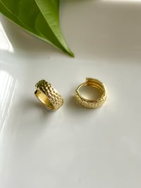 Image 1 of Medium Hammered Chunky Hoops Gold Plated 