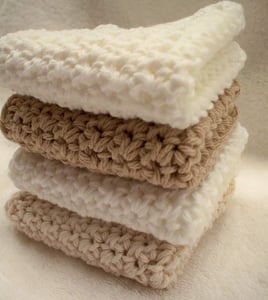 Image of set of 3 light/neutral dishcloths-your choice- 100% cotton
