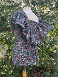 Image 4 of Holly Stalder Ruffle Shoulder Floral Smocked  Blouse size: Medium 