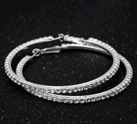 1 Pair Sexy Rhinestone Large Round Hoops 