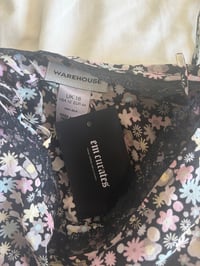 Image 4 of Vintage Y2K black floral silk cami with ribbed bottom 