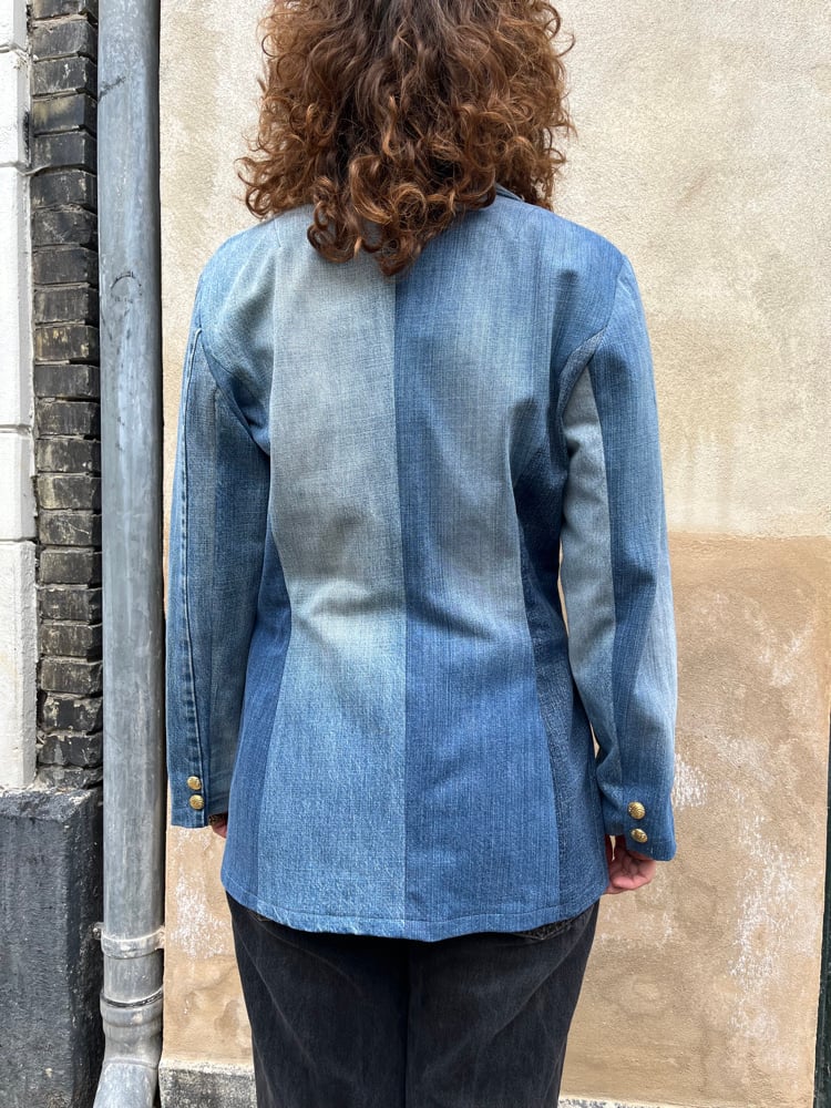 Image of Slim blazerjakke i jeans  (m)