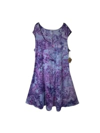 Image 2 of 2X PLUS Stretch Knit Fit and Flare Midi Dress in Purple Haze Ice Dye
