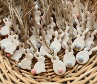 Image 10 of Ceramic Hanging Little Bunnies  Sideways or back view (Set of 2)