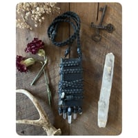 Image 2 of Wrap Pouch Necklace in Midnight Grey Leather 