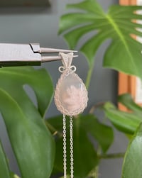 Image 1 of Silver Flower Agate Teardrop Crystal Necklace