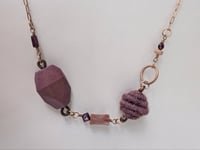 Image 6 of Garnet Semi Precious Stone & Handspun Bead Statement Necklace