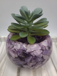 Image 3 of Handmade Resin Bowl with Lepidolite Crystals | Planter | Candle Holder - 3 Sizes