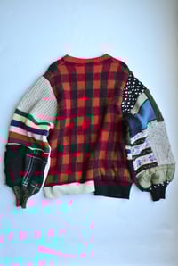 Image 3 of Upcycled Patchwork Sweater Red Plaid Rose M