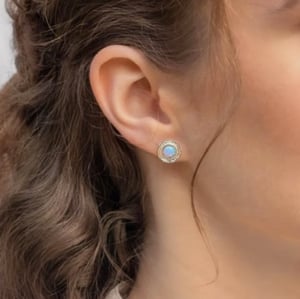 Image of Banyan Blue Fire Opalite Stud Earrings