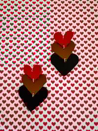 Image 4 of Triple Heart Dangle earrings 
