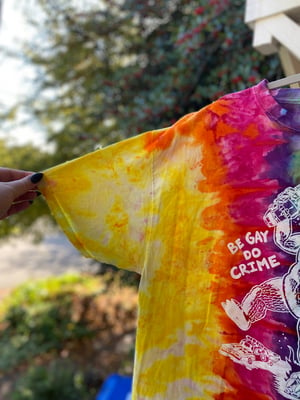 Image of XL Godzilla Be Gay Do Crime Tie Dye Shirt 4