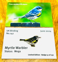 Image 1 of Myrtle Warbler - No.141 - UK Birding Pins