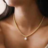 Image 1 of Lisa Angel Plaited Rope Chain & Pearl Necklace 