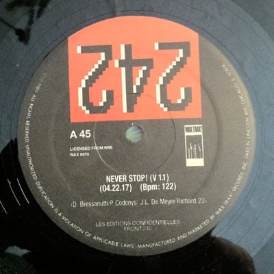 FRONT 242-Never Stop 12" VINYL/ Original STILL SEALED!