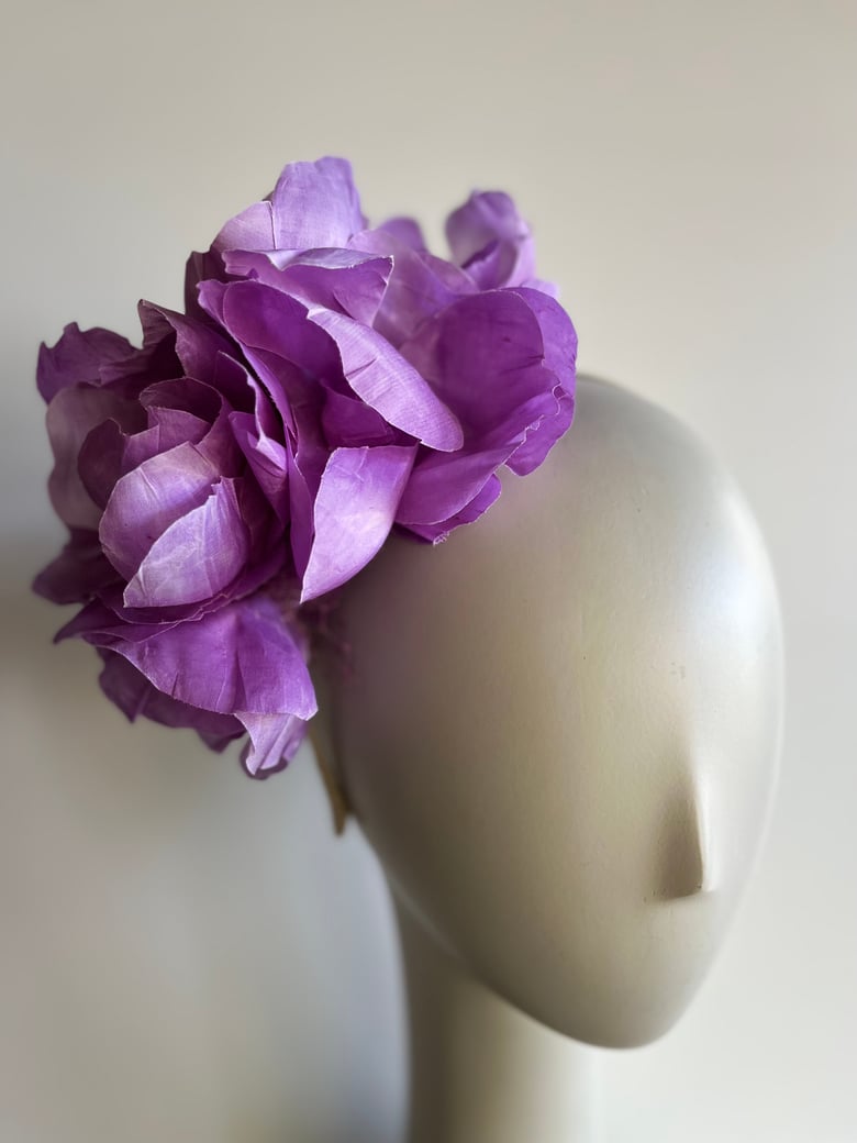 Image of Lavender silk flower headpiece 