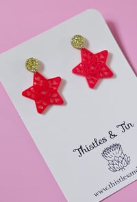 Red Scandi Star Dangles - SKU 413