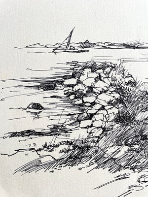 Image of VINTAGE DUTCH DRAWING: LANDSCAPE #9