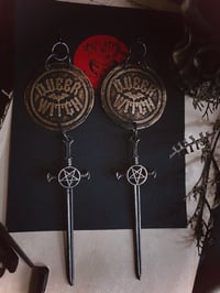 Image 1 of PISS OFF/QUEER WITCH Brass Earrings 