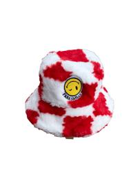 Red and white checkered bucket hat 