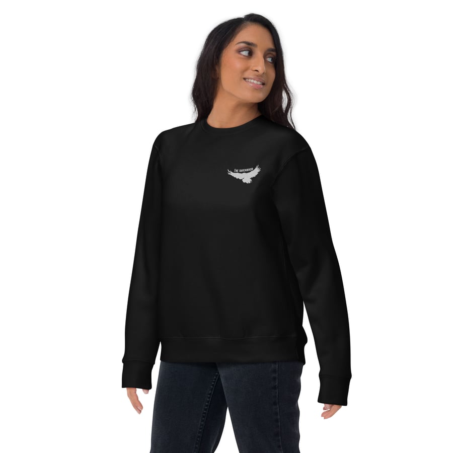 Image of Officially licensed Ravenhood embroidered Unisex Premium Sweatshirt with front and back design