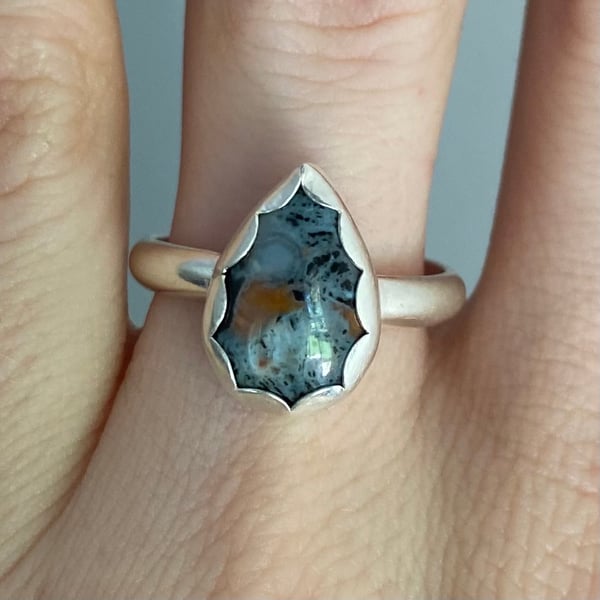 Image of Ocean Jasper Silver Ring 9