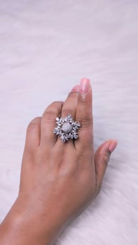 Image 5 of ADR4505_Silver Plated Green Stone Snowflake Design American Diamond Adjustable